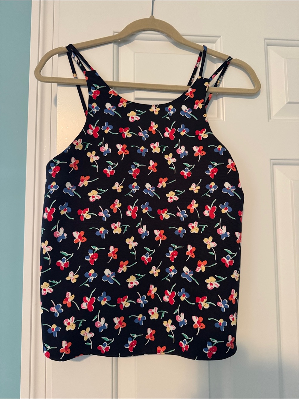 Floral Print Black Tank Top